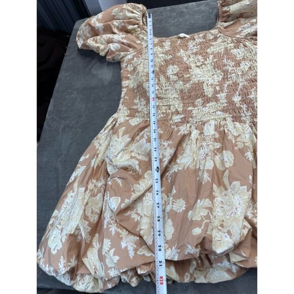 LoveShackFancy x Revolve Asa Mini Dress Espresso Foam Puff Sleeve L EUC Peach - Picture 10 of 13